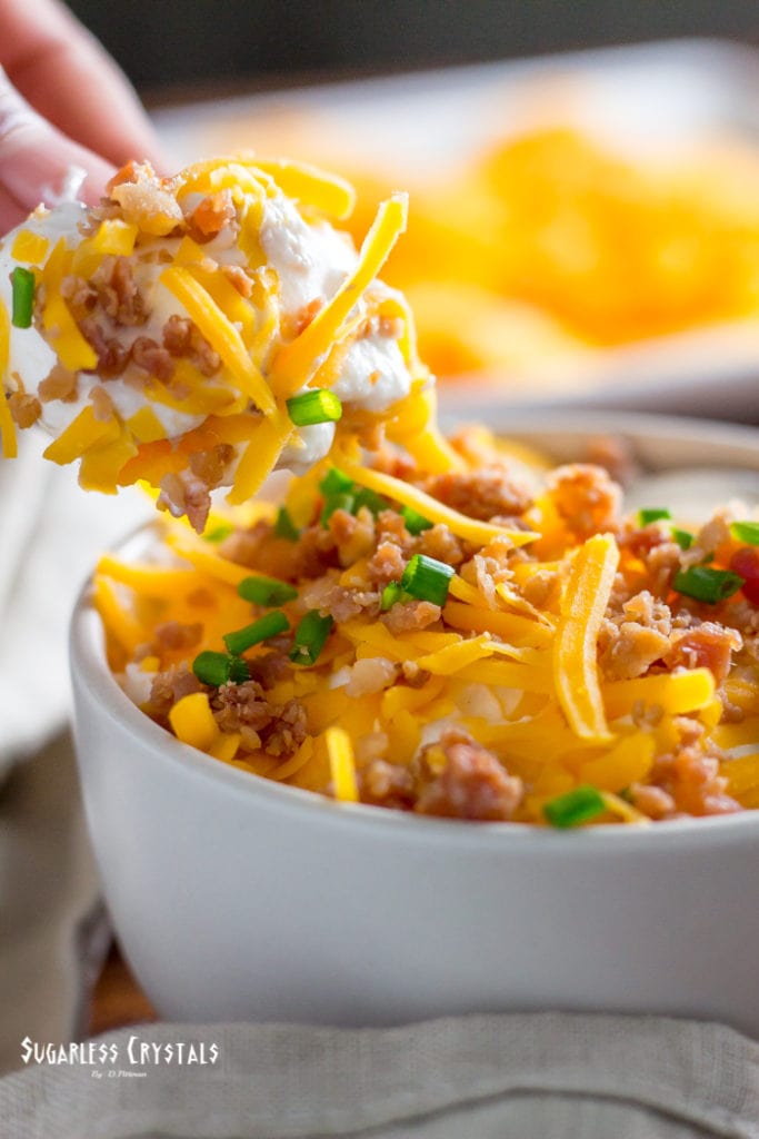 loaded keto potato dip with whisps cheese crisps