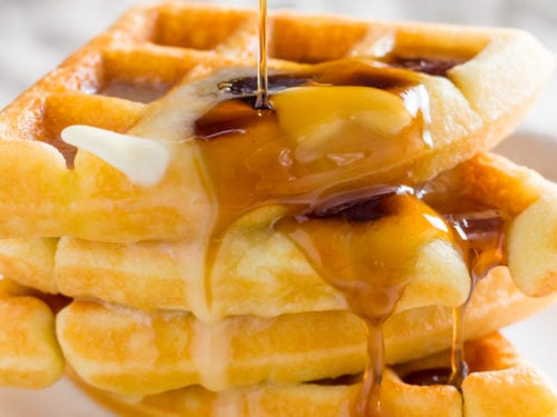 keto waffle recipe with sugar free maple syrup and melted butter