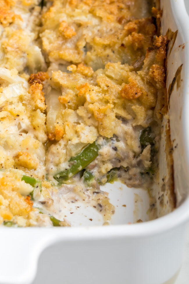 Keto Green Bean Casserole With A Breaded Onion Topping