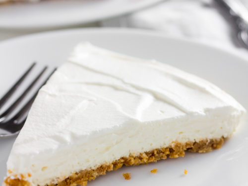 Classic keto no bake cheesecake slice on plate
