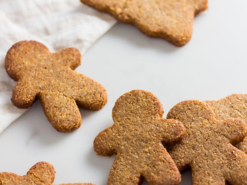Keto gingerbread cookies, golden brown gingerbread men