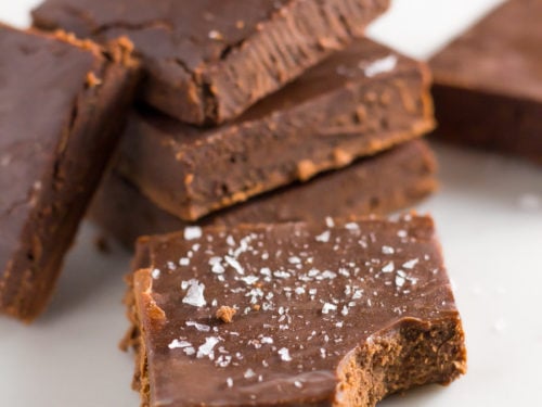 keto fudge with bite taken