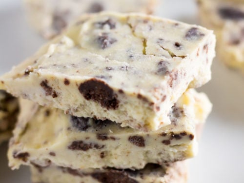 cookies and cream keto fudge stacked