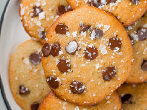 Keto Chocolate Chip Cookies on a plate