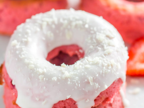 glazed strawberry keto donuts