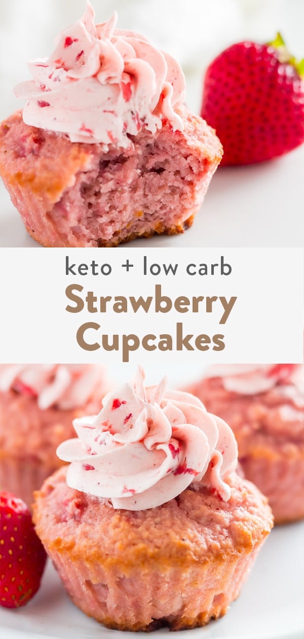 Amazing Keto Strawberry Cupcakes w/ Strawberry Chunk Frosting