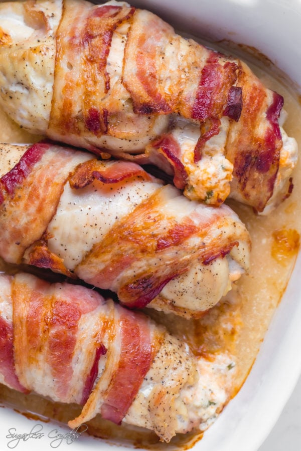 Bacon Wrapped Cream Cheese Chicken - Sugarless Crystals