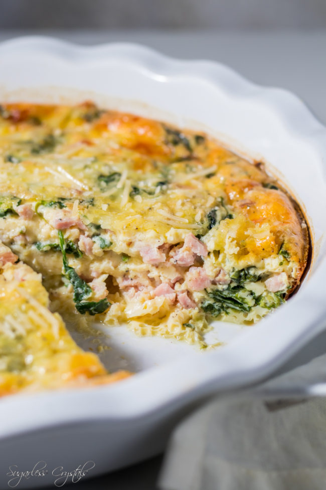 Ham & Cheese Crustless Quiche Keto Recipe