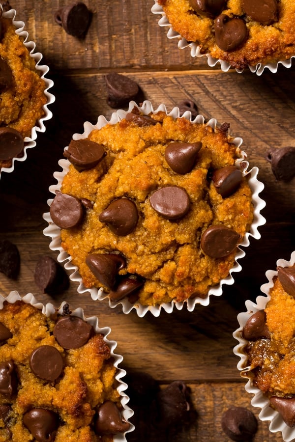 Keto pumpkin chocolate chip muffins