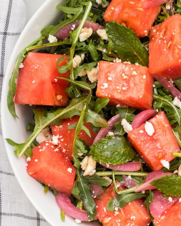 Watermelon arugula salad