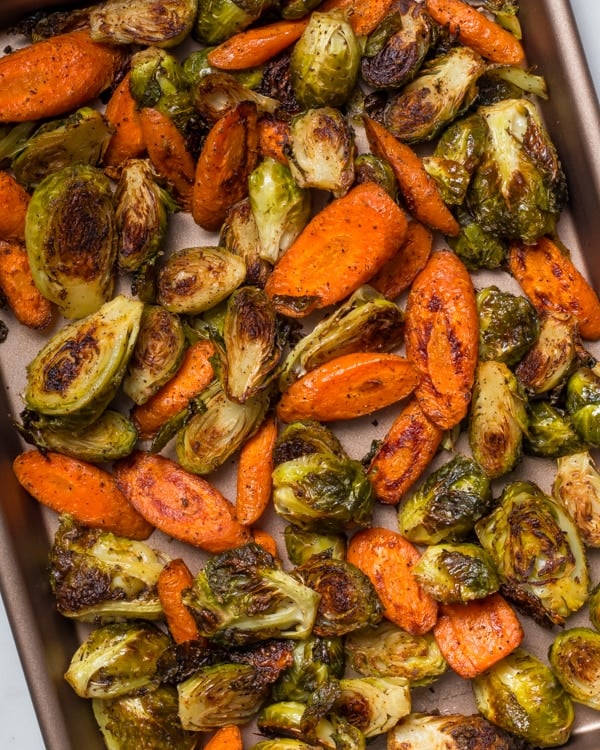 Roasted Brussel Sprouts And Carrots
