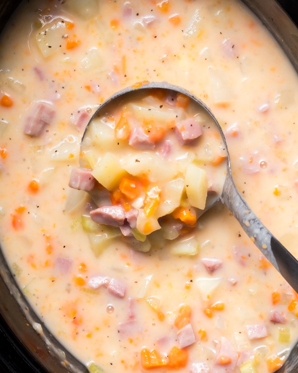 Easy Crockpot Ham And Potato Soup In A Creamy Broth