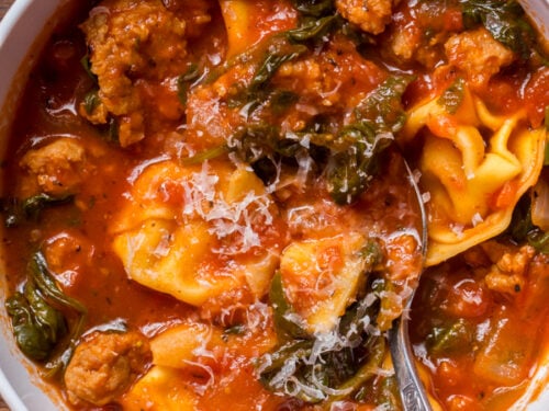 Sausage and spinach tortellini soup