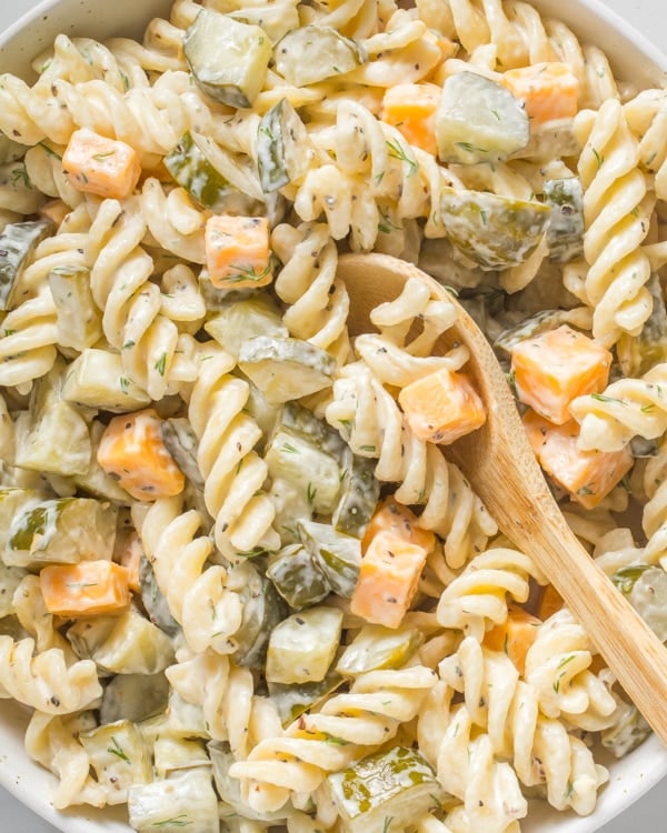 Dill pickle pasta salad