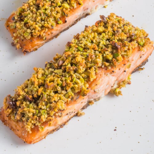 Pistachio crusted salmon
