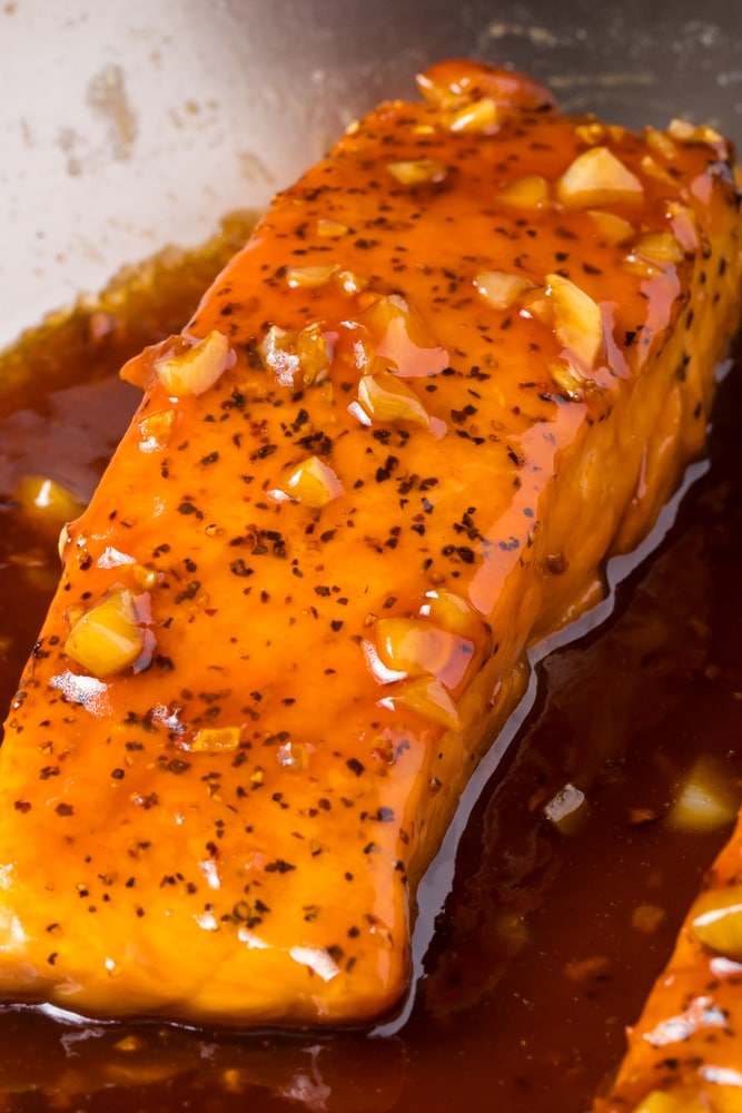 Honey Sriracha Salmon: Pan Fried In A Spicy, Sweet Sauce 2 honey sriracha salmon