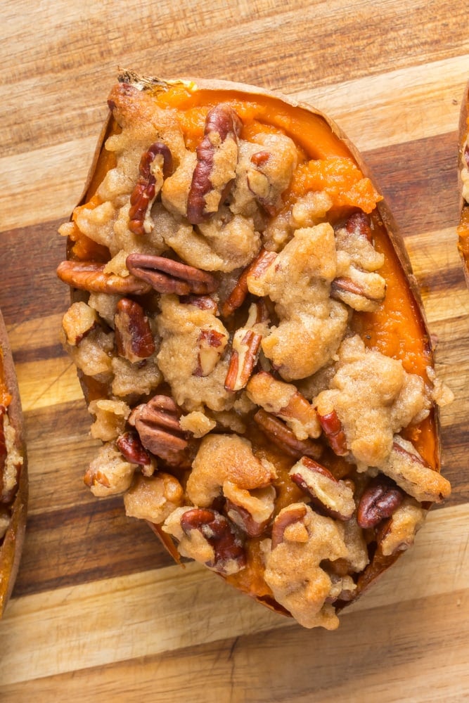Twice Baked Sweet Potatoes With Crispy, Sweet Topping 1 Twice baked sweet potatoes