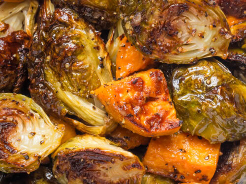 Brussels sprouts and sweet potatoes