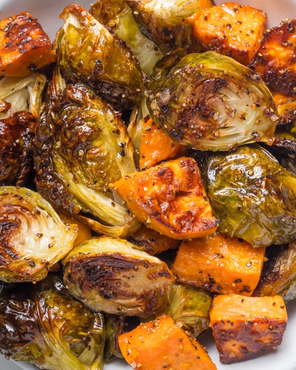Brussels sprouts and sweet potatoes