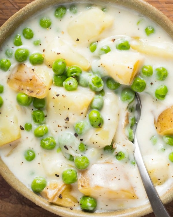 Creamed peas and potatoes