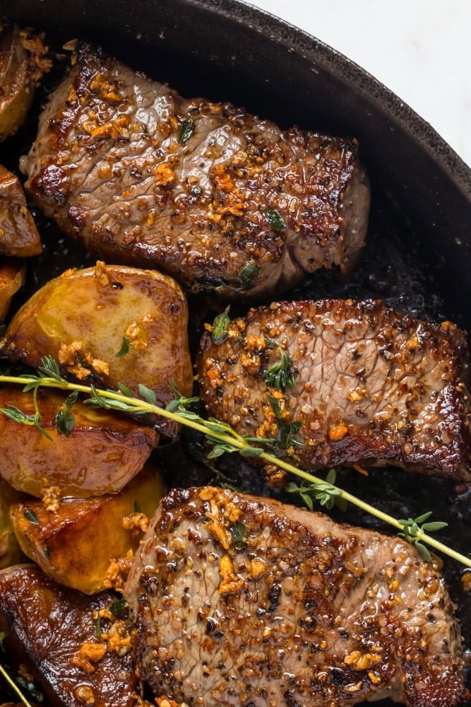 Garlic Butter Steak And Potatoes Skillet 2 Garlic butter steak and potatoes skillet
