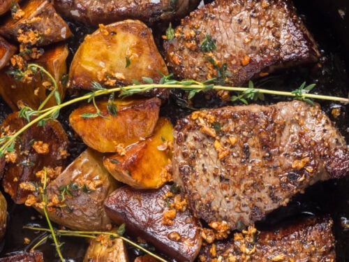 Garlic butter steak and potatoes skillet