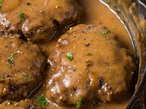 Hamburger steak with brown gravy