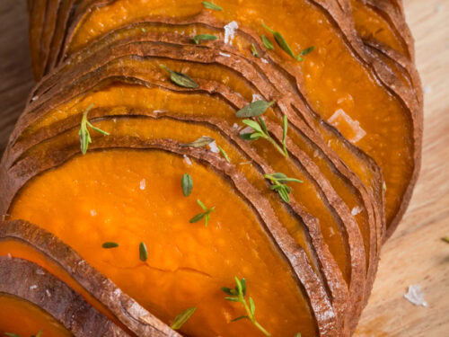 Hasselback sweet potatoes
