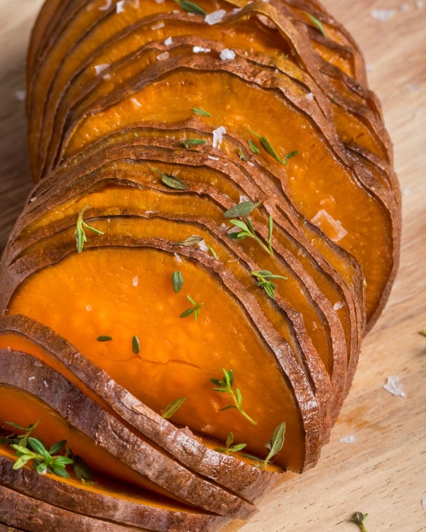 Hasselback sweet potatoes