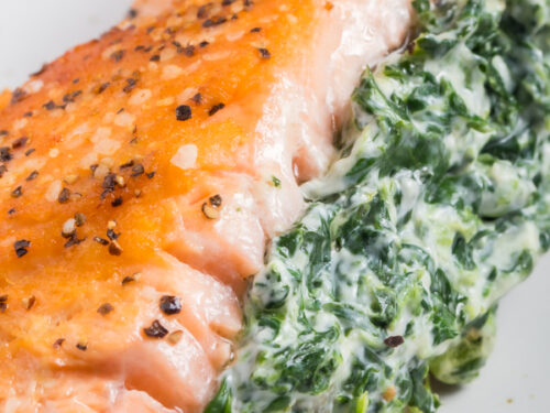 Spinach stuffed salmon