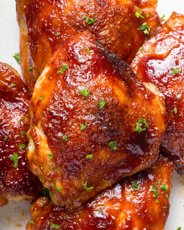 Oven baked barbecue chicken thighs