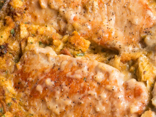 Crockpot pork chops and stuffing