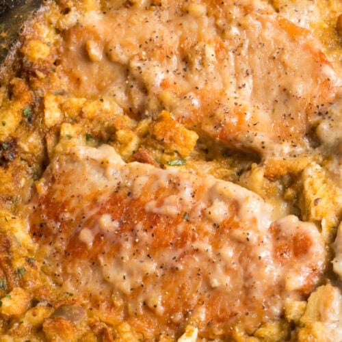 Crockpot pork chops and stuffing