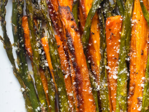 Roasted asparagus and carrots