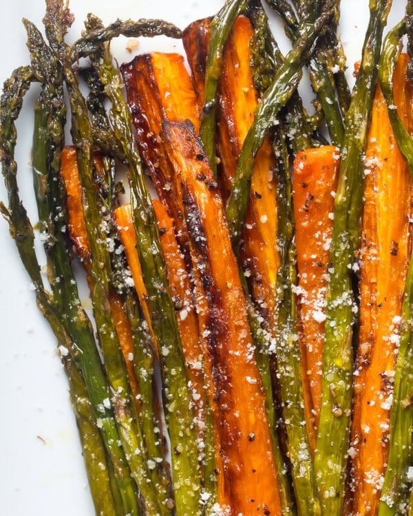 Roasted asparagus and carrots