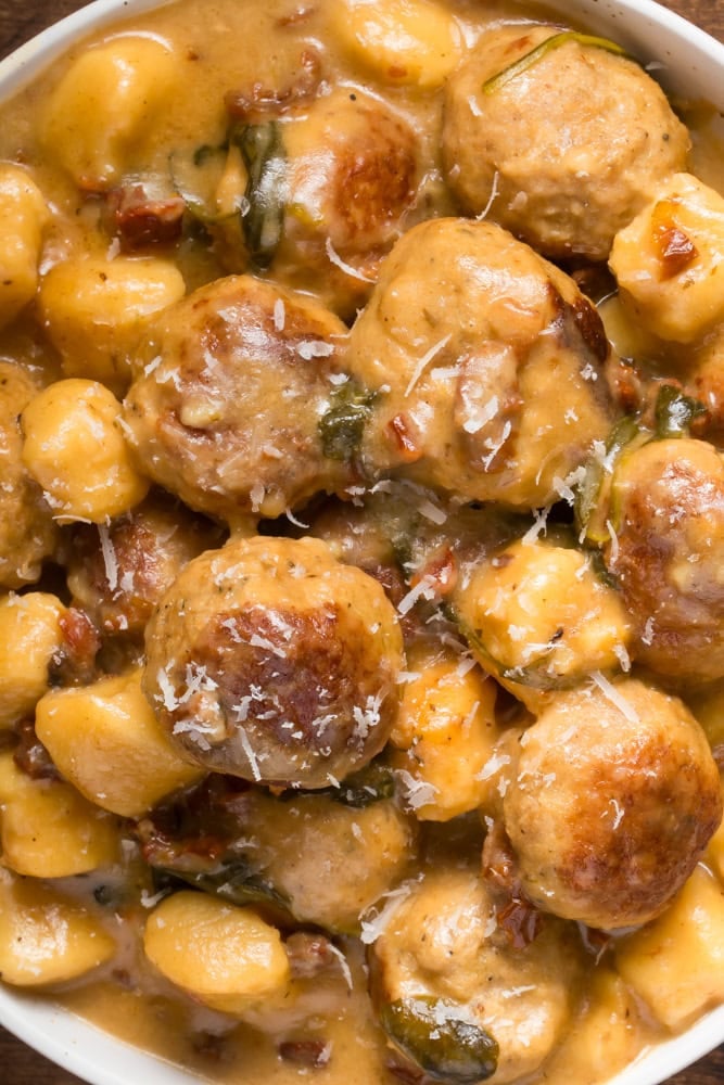 Crockpot Tuscan Chicken Meatballs With Gnocchi 1 Tuscan chicken meatballs with gnocchi