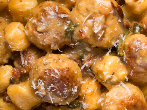 Tuscan chicken meatballs with gnocchi