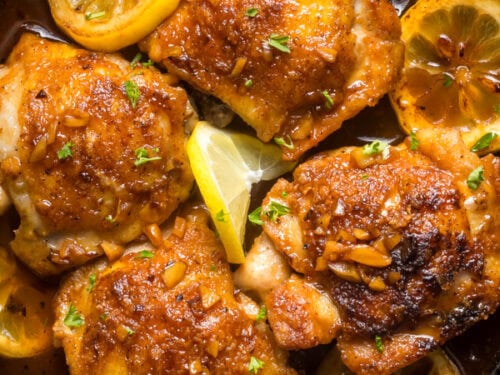Honey garlic lemon pepper chicken thighs