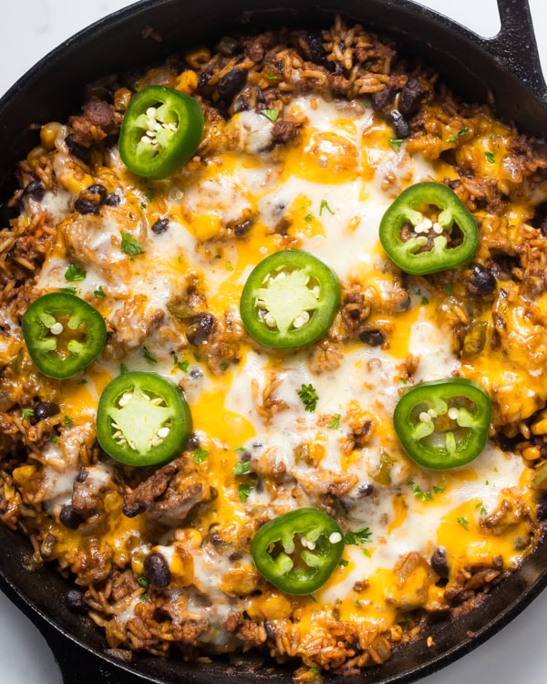The Best Mexican Beef And Rice Skillet