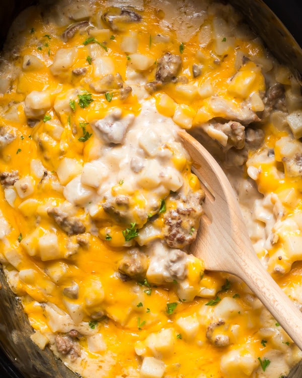 Crockpot hamburger and potato casserole