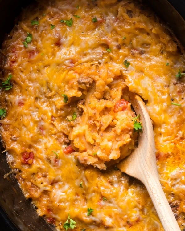 Crockpot taco hash brown casserole