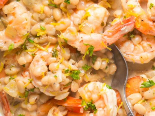Lemony shrimp and bean stew