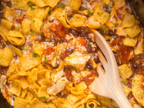 Crockpot chicken enchilada casserole