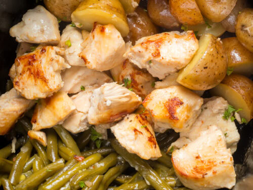 Crockpot chicken, potatoes and green beans