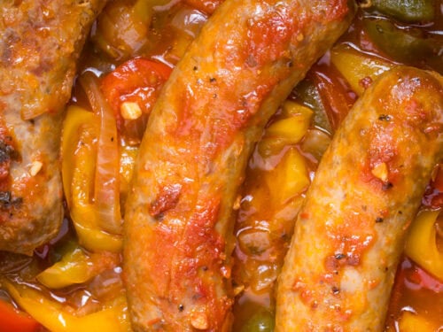 Crockpot sausage, peppers and onions