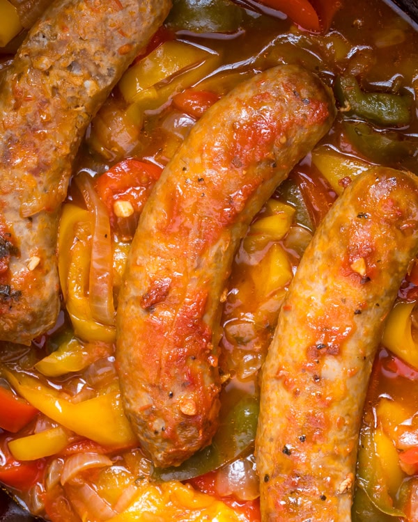 Crockpot sausage, peppers and onions