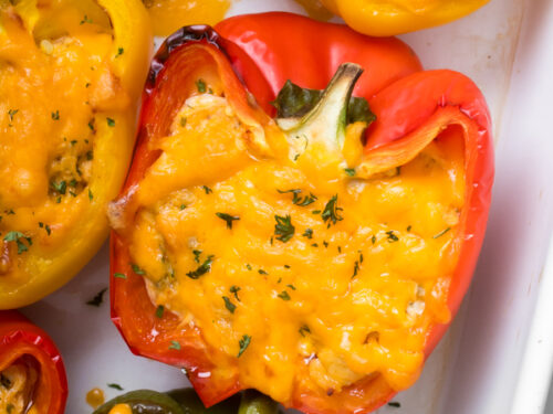 Buffalo chicken stuffed peppers