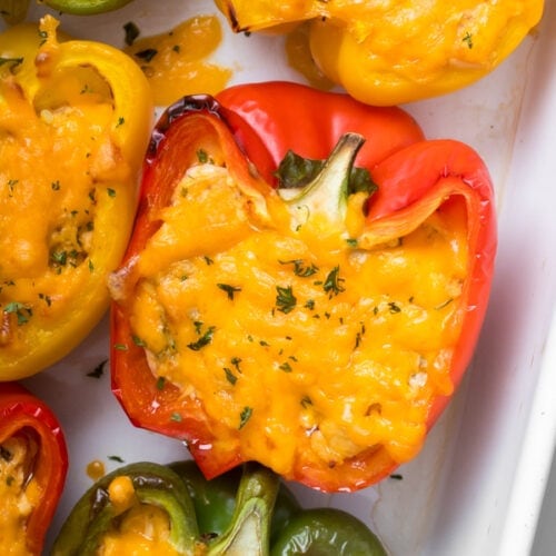 Buffalo chicken stuffed peppers