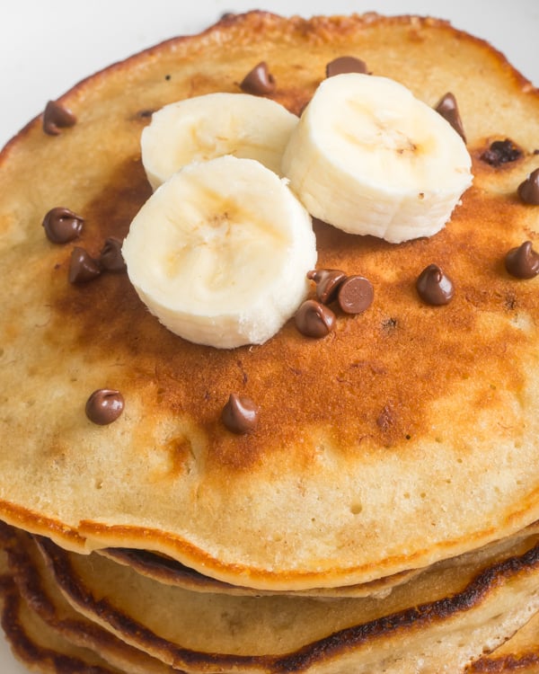 Banana chocolate chip pancakes