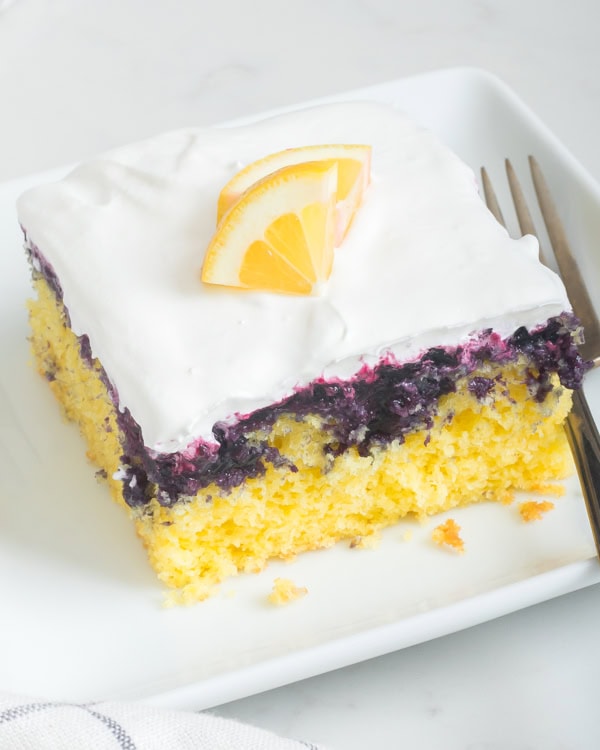 Lemon blueberry poke cake